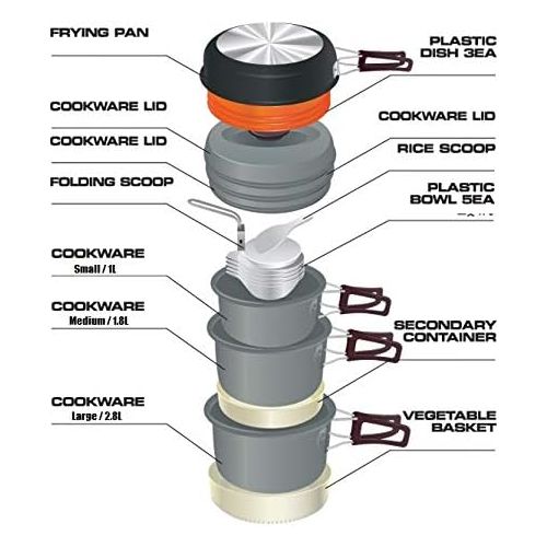  Kovea Hard 56 Camping Cookware Cookset Portable Cookware Hard Anodizing Coating KSK-WH56