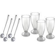 KOVOT Set Of 4 Old Fashioned Soda Glasses And Spoons - (4) 13-Ounce Classic Ice Cream Soda Glasses & (4) Metal Spoons: Kitchen & Dining