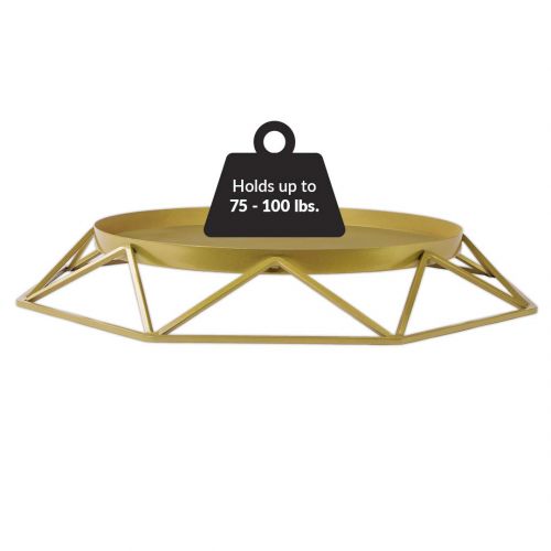  Koyal Wholesale Gold Geometric Metal Round Cake Stand, 15.75 Inch Round Modern Geo Large Tier Cake Stand