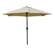 Kozyard 9 Feet Patio Outdoor Umbrella with Push Button to Crank, 100% Polyester, Steel Rib and Sturdy Aluminum Pole in Bronze Finish(Beige)