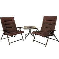 Kozyard Elsa 3 Pieces Outdoor Patio Furniture Padded Folding Bistro-Sets for Yard, Patio, Deck or Backyard(Dark Brown)