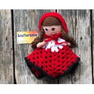 KrafternoonGifts2 Little Red riding hood lovey /stuffed animal/ blanket /amigurumi/ crochet/ fandom/ doll/ baby toy/ little girl/ big bad wolf