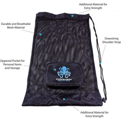  [아마존베스트]Kraken Aquatics Compact Mesh Gear Bag | for Scuba Diving, Snorkeling, Swimming, Beach and Sports Equipment