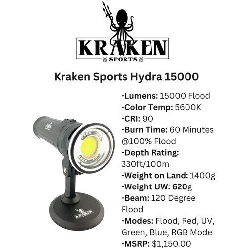  Kraken Sports Solar Flare Mini 15000 Video Dive Light