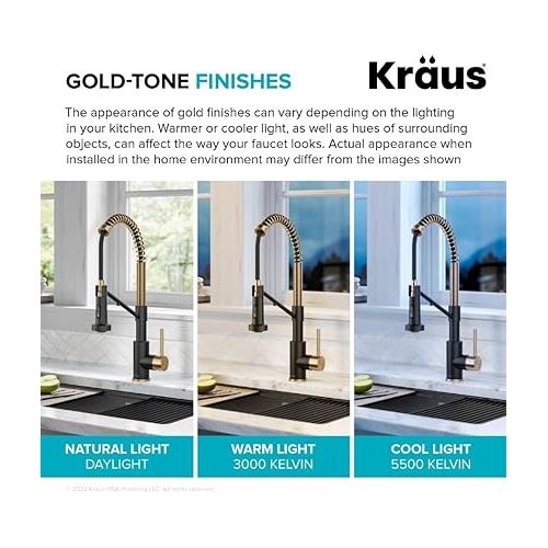  KRAUS Bolden 2-in-1 Commercial Style Pull-Down Single Handle Water Filter Kitchen Faucet for Reverse Osmosis or Water Filtration System in Brushed Brass/Matte Black, KFF-1610BBMB