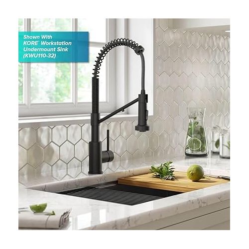  KRAUS Bolden 2-in-1 Commercial Style Pull-Down Single Handle Water Filter Kitchen Faucet for Water Filtration System in Matte Black, KFF-1610MB