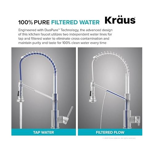  KRAUS Bolden 2-in-1 Commercial Style Pull-Down Single Handle Water Filter Kitchen Faucet for Water Filtration System in Matte Black, KFF-1610MB