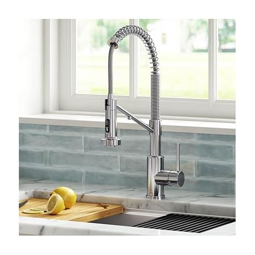  KRAUS Bolden 2-in-1 Commercial Style Pull-Down Single Handle Water Filter Kitchen Faucet for Water Filtration System in Chrome, KFF-1610CH