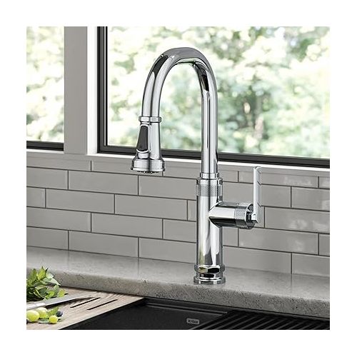  KRAUS Allyn Industrial Pull-Down Single Handle Kitchen Faucet in Chrome, KPF-4102CH