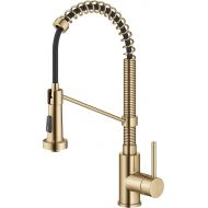 KRAUS Bolden Commercial Style Pull-Down Single Handle 18-Inch Kitchen Faucet in Brushed Brass, KPF-1610BB