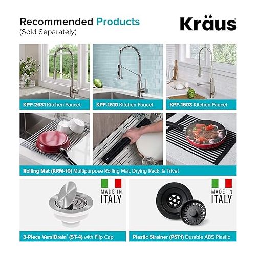  Kraus Quarza Kitchen Sink, 33-Inch Equal Bowls, Black Onyx Granite, KGD-433B model