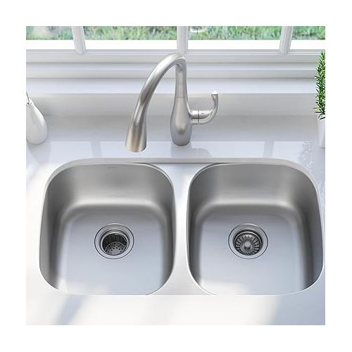  Kraus KBU22 32 inch Undermount 50/50 Double Bowl 16 gauge Stainless Steel Kitchen Sink