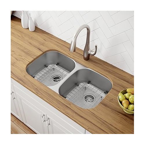  Kraus KBU22 32 inch Undermount 50/50 Double Bowl 16 gauge Stainless Steel Kitchen Sink