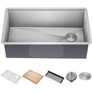 Kraus KWU110-32 Kore inch Undermount 16 Gauge Single Bowl Stainless Steel Kitchen Integrated Ledge and Accessories (Pack of 5), 32 Inch, 32