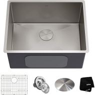 Kraus KHU101-24L Standart PRO 24-inch Undermount 16 Gauge Single Bowl Laundry and Utility Sink, 24 Inch, Tight Radius