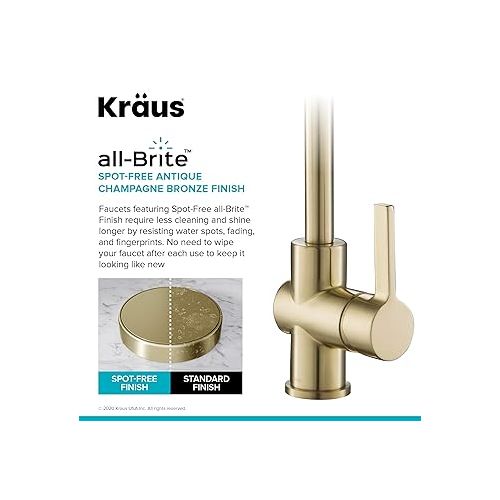  KRAUS Britt Commercial Style Kitchen Faucet in Spot Free Antique Champagne Bronze, KPF-1690SFACB