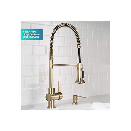  KRAUS Britt Commercial Style Kitchen Faucet in Spot Free Antique Champagne Bronze, KPF-1690SFACB