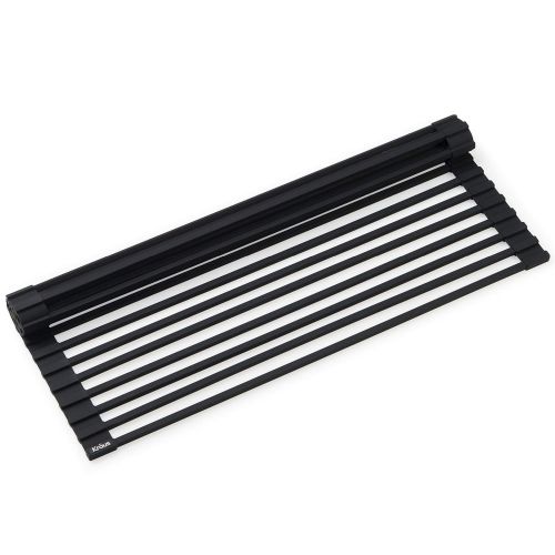  Kraus KRM-10BLACK Silicone-coated stainless steel Over the Over the Sink Multipurpose Roll-Up Dish Drying Rack, Black