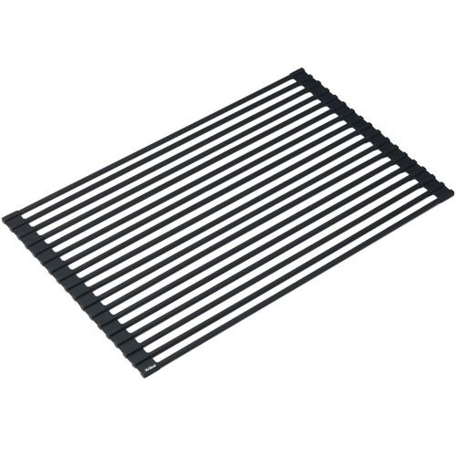  Kraus KRM-10BLACK Silicone-coated stainless steel Over the Over the Sink Multipurpose Roll-Up Dish Drying Rack, Black