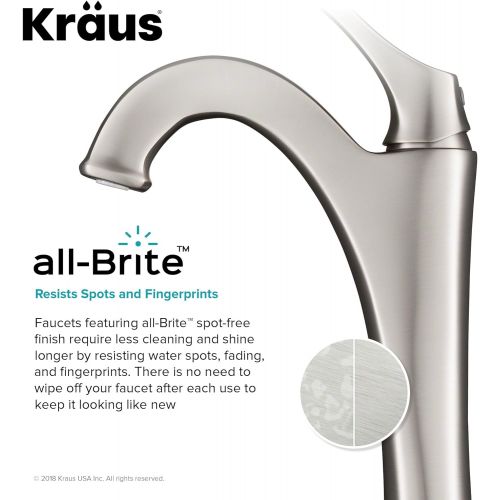  Kraus KVF-1200SFS-2PK Arlo Vessel Bathroom Faucet with Pop-Up Drain, Spot Free Stainless Steel