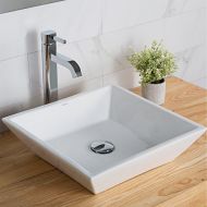 Kraus C-KCV-125-1002CH White Square Ceramic Sink and Sheven Faucet Chrome