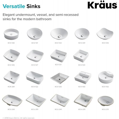  Kraus C-KCV-125-1002CH White Square Ceramic Sink and Sheven Faucet Chrome