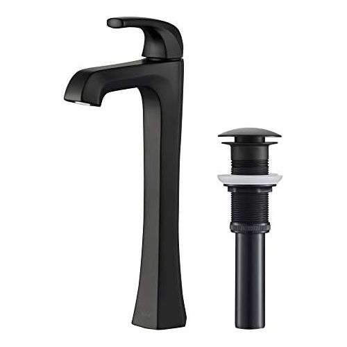  Kraus KVF-1210MB-2PK Esta Vessel Bathroom Faucet with Pop-Up Drain, Matte Black