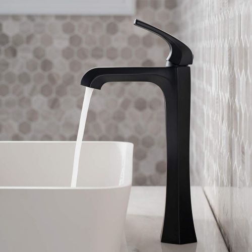  Kraus KVF-1210MB-2PK Esta Vessel Bathroom Faucet with Pop-Up Drain, Matte Black