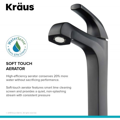  Kraus KVF-1210MB-2PK Esta Vessel Bathroom Faucet with Pop-Up Drain, Matte Black