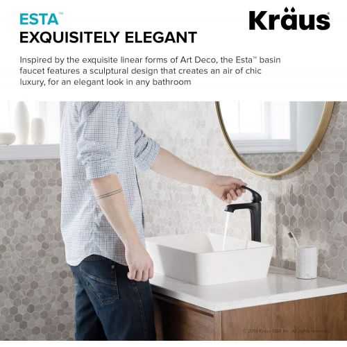  Kraus KVF-1210MB-2PK Esta Vessel Bathroom Faucet with Pop-Up Drain, Matte Black