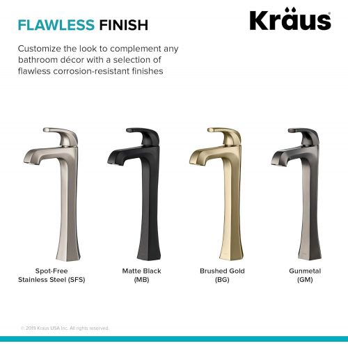  Kraus KVF-1210BG-2PK Esta Vessel Bathroom Faucet with Pop-Up Drain, Brushed Gold