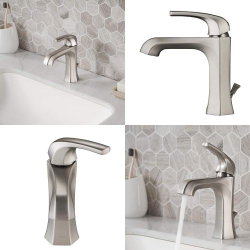  Kraus KBF-1211SFS Esta Single Handle Basin Bathroom Faucet with Lift Rod Drain, Spot Free Stainless Steel