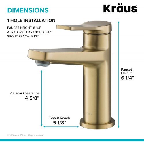  Kraus KBF-1401BG-2PK Indy Bathroom Faucet, Brushed Gold