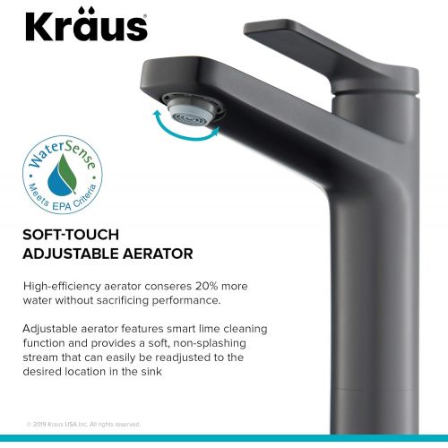  Kraus KVF-1400MB Indy Single Handle Vessel Bathroom Faucet, Matte Black