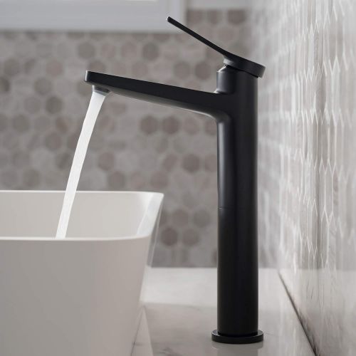  Kraus KVF-1400MB Indy Single Handle Vessel Bathroom Faucet, Matte Black