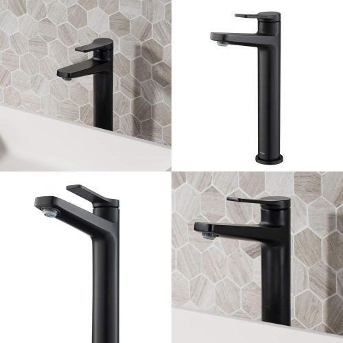  Kraus KVF-1400MB Indy Single Handle Vessel Bathroom Faucet, Matte Black