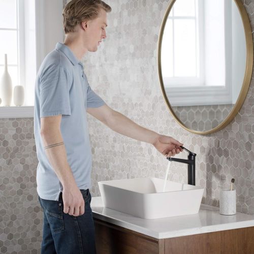  Kraus KVF-1400MB Indy Single Handle Vessel Bathroom Faucet, Matte Black