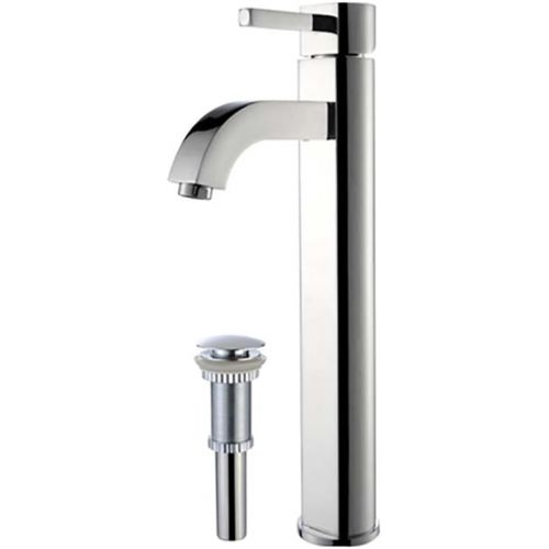  Kraus FVS-1007-PU-10CH Ramus Single Lever Vessel Bathroom Faucet with Matching Pop Up Drain Chrome