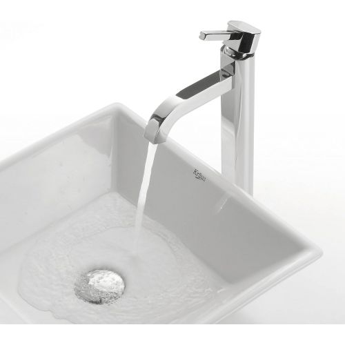  Kraus FVS-1007-PU-10CH Ramus Single Lever Vessel Bathroom Faucet with Matching Pop Up Drain Chrome