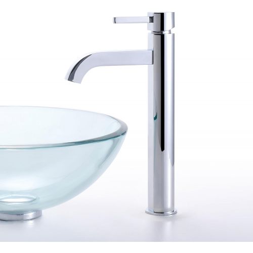  Kraus FVS-1007-PU-10CH Ramus Single Lever Vessel Bathroom Faucet with Matching Pop Up Drain Chrome