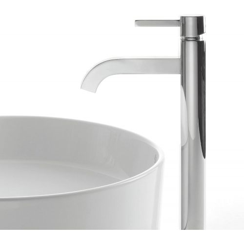  Kraus FVS-1007-PU-10CH Ramus Single Lever Vessel Bathroom Faucet with Matching Pop Up Drain Chrome