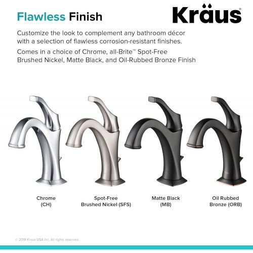  Kraus KBF-1201MB Arlo Bathroom Faucet, Single, Matte Black