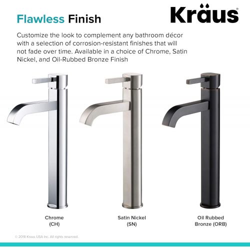  Kraus FVS-1007CH Ramus Single Lever Vessel Bathroom Faucet Chrome