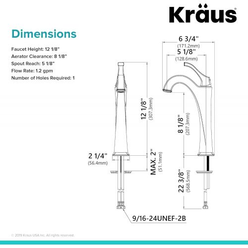  Kraus KVF-1200ORB Arlo Bathroom Faucet, 12.13, Oil Rubbed Bronze
