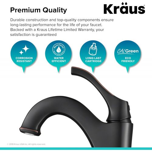  Kraus KVF-1200ORB Arlo Bathroom Faucet, 12.13, Oil Rubbed Bronze