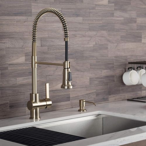  Kraus KPF-1690BG Britt Pre-Rinse/Commercial Kitchen Faucet with Dual Function Sprayhead in all-Brite Finish, Brushed Gold