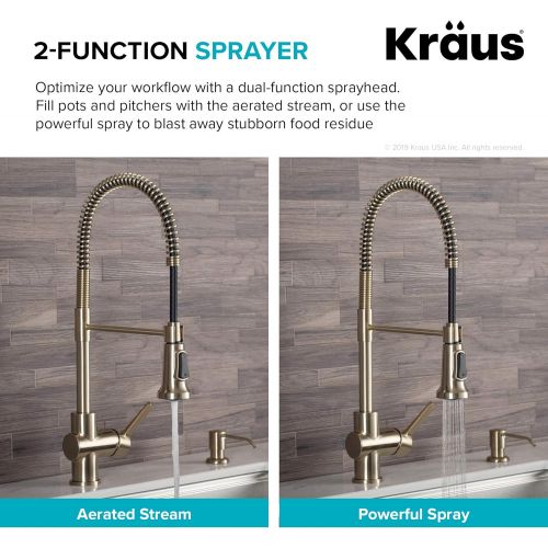  Kraus KPF-1690BG Britt Pre-Rinse/Commercial Kitchen Faucet with Dual Function Sprayhead in all-Brite Finish, Brushed Gold