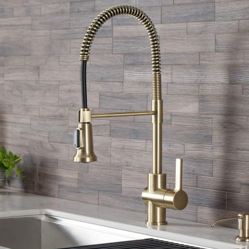  Kraus KPF-1690BG Britt Pre-Rinse/Commercial Kitchen Faucet with Dual Function Sprayhead in all-Brite Finish, Brushed Gold