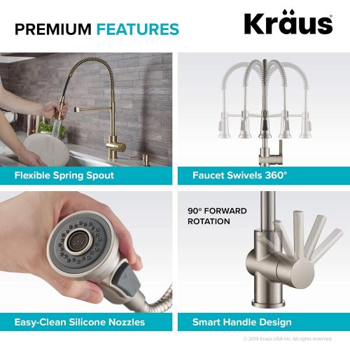  Kraus KPF-1690BG Britt Pre-Rinse/Commercial Kitchen Faucet with Dual Function Sprayhead in all-Brite Finish, Brushed Gold