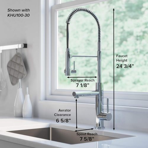  Kraus KPF-1603SBBG Artec Pro 2-Function Commercial Style Pre-Rinse Kitchen Faucet with Pull-Down Spring Spout and Pot Filler, Black Stainless Steel/Brushed Gold